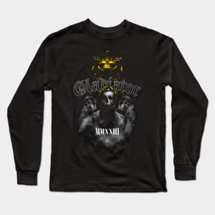 Gladiator Victory Lion Skull Strength MMXXIII Streetwear Graphic Design Long Sleeve T-Shirt